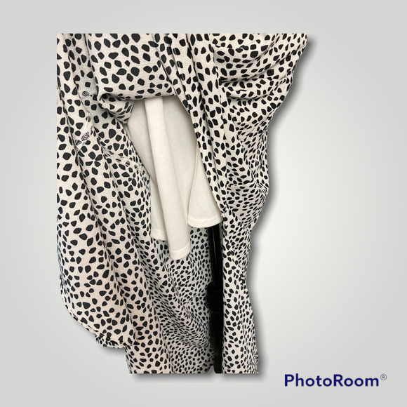 Bcx Ruffle Maxi Dress White Black Dots Off Shoulder Asymmetrical Juniors Size XS - Picture 8 of 12